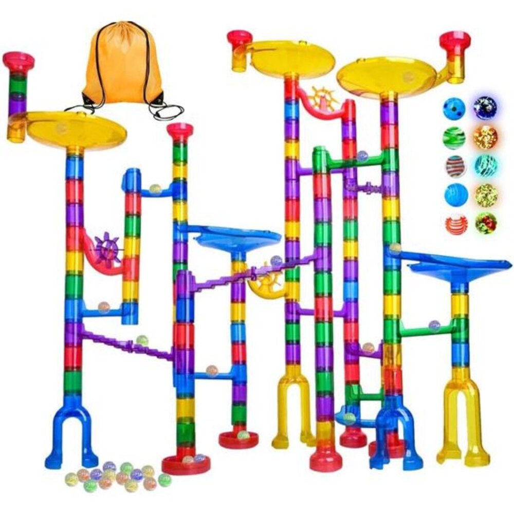 132Pcs Marble Maze Game Building Toy for Kid, Marble Track